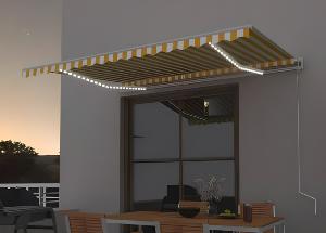 STORE BANNE 500 x 350 cm, électrique, détecteur de vent, LED