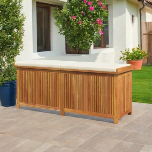 COFFRE / BANC de rangement en bois exotique, 150 cm