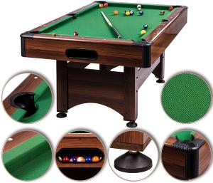 BILLARD type PRO 6 Ft, marron, 3 coloris de tapis