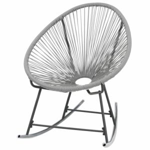 Fauteuil à bascule, rocking Chair en résine tressée, gris
