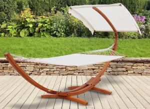 HAMAC  JARDIN 400 cm en bois avec 1/2 toit