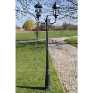 LAMPADAIRE vert-noir, 2 têtes, 240 cm