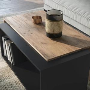 TABLE basse anthracite/beige, 90 cm, extensible et pivotante