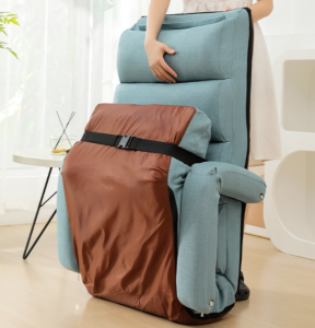 CHAISE LONGUE, multi positions, pliable, bleu
