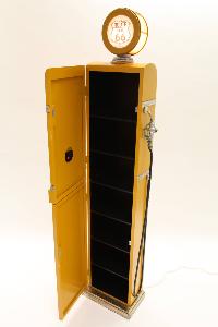 Meuble Range CD bois, 190 cm, style pompe à essence avec horloge et éclairage