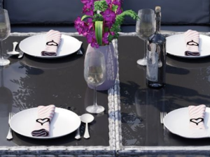 Salon de jardin résine tressée gris, encastrable, de 4 à 16 places