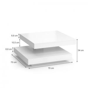 TABLE basse 70 cm, rotative, blanc, beige, MIRAGE