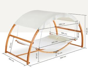 HAMAC JARDIN bois, 2 places avec toit amovible