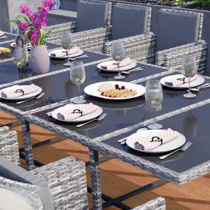 Salon de jardin résine tressée gris, encastrable, de 4 à 16 places
