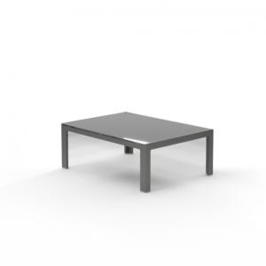 TABLE basse 80 cm, aluminium  et plateau verre noir