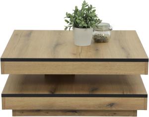 TABLE basse carrée 80 cm, pivotante, couleur chêne clair