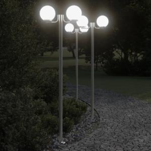 Lampadaires d'extérieur inox, moderne, 2 têtes, 220 cm, lot de 3