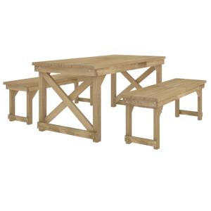 TABLE pique-nique bois massif 160 cm, avec bancs