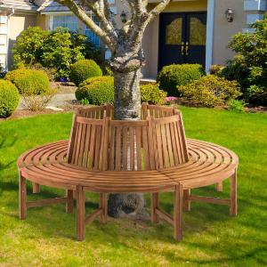 BANC de jardin circulaire, tour d'arbre teck, 200 cm