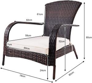 FAUTEUIL d'extérieur, grand confort, résine tressée marron