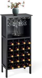 MEUBLE rangement bouteilles, bois massif noir
