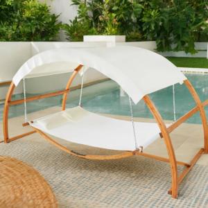 HAMAC JARDIN bois, 2 places avec toit amovible