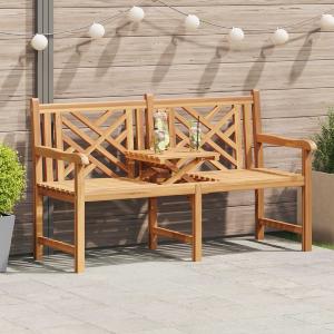 Banc de jardin 150 cm, avec tablette, en teck massif
