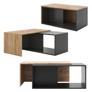 TABLE basse anthracite/beige, 90 cm, extensible et pivotante