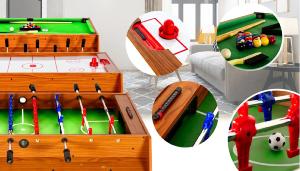 TABLE de jeux 3 en 1, pivotante, Hockey, Baby-foot et Billard 