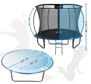 TRAMPOLINE Complet, diverses tailles, modèle GOLD