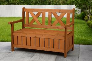 BANC de jardin bois, avec coffre de rangement intégré