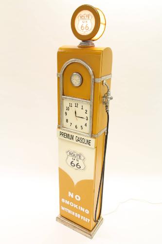 Meuble Range CD bois, 190 cm, style pompe à essence avec horloge et éclairage