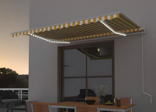 STORE BANNE 500 x 350 cm, électrique, détecteur de vent, LED