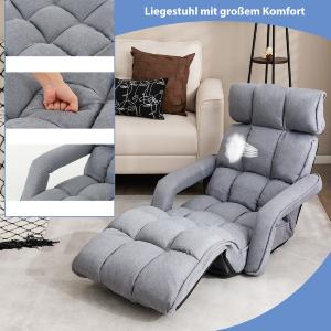CHAISE LONGUE, multi positions, pliable, grise