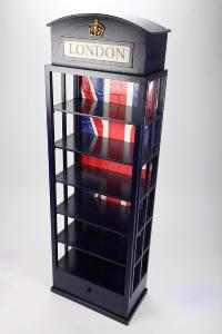 MEUBLE rangement design "Anglais" bois massif, look rétro, bleu, 150 cm