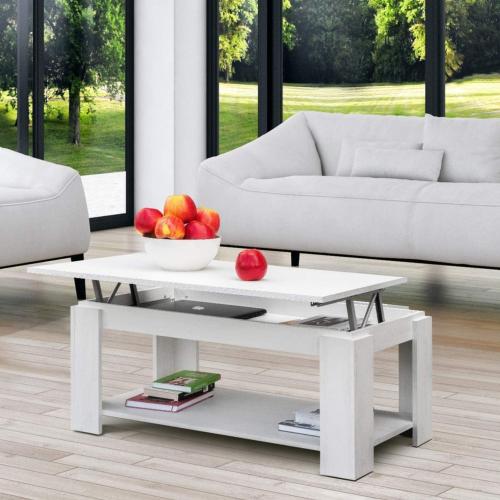 TABLE basse, blanc marbré gris, 100 cm, plateau relevable, GALION