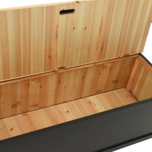 BANC en bois noir, avec coffre de rangement intégré