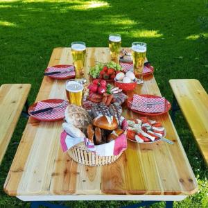 TABLE avec banc en bois pliante, style brasserie, 180 cm