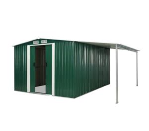 Abri de Jardin Métal 10m² Vert avec Appentis Réversible – Résistant & Spacieux