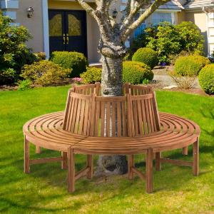 BANC de jardin tour d'arbre en teck, 180 cm