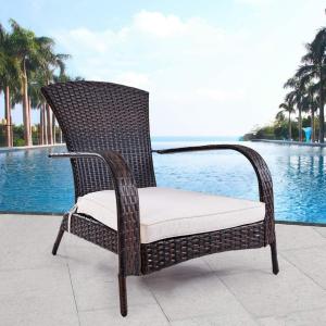FAUTEUIL d'extérieur, grand confort, résine tressée marron