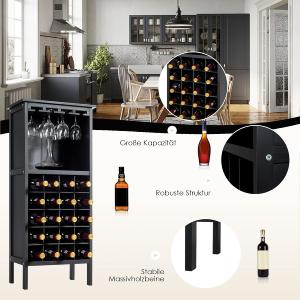 MEUBLE rangement bouteilles, bois massif noir