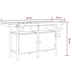 ETABLI menuiserie, en bois, 165 cm, avec rangements