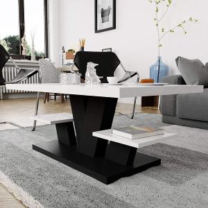 TABLE basse design XL, blanche et noir, modèle ALTEN