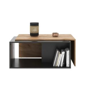 TABLE basse anthracite/beige, 90 cm, extensible et pivotante