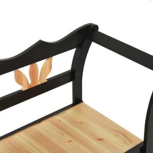 BANC en bois noir, avec coffre de rangement intégré