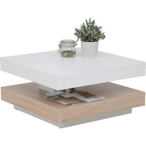 TABLE basse 70 cm, rotative, blanc, beige, MIRAGE