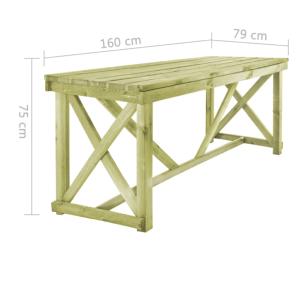 TABLE pique-nique bois massif 160 cm, avec bancs