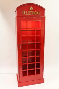 Meuble design, cabine téléphonique rouge, bois massif