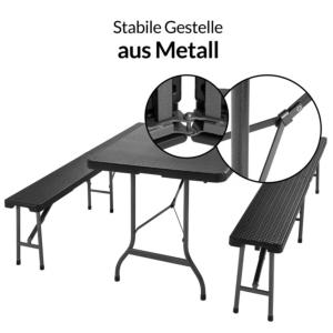 TABLE PLIANTE avec bancs qualité pro: métal et nylon 185 cm, 2 coloris
