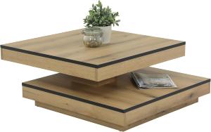 TABLE basse carrée 80 cm, pivotante, couleur chêne clair