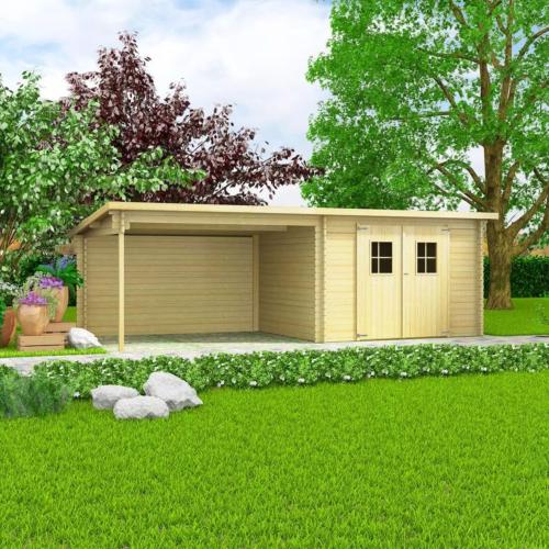 ABRI de jardin, bois massif 28 mm, extension, surface 15 m²