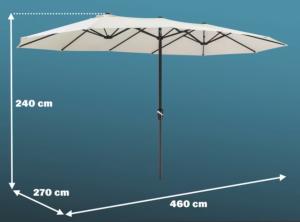 PARASOL géant Aluminium, 270 x 460 cm, 7 coloris de toile