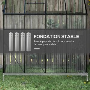 Serre de jardin 3,2 m² adossable en polycarbonate et aluminium noir