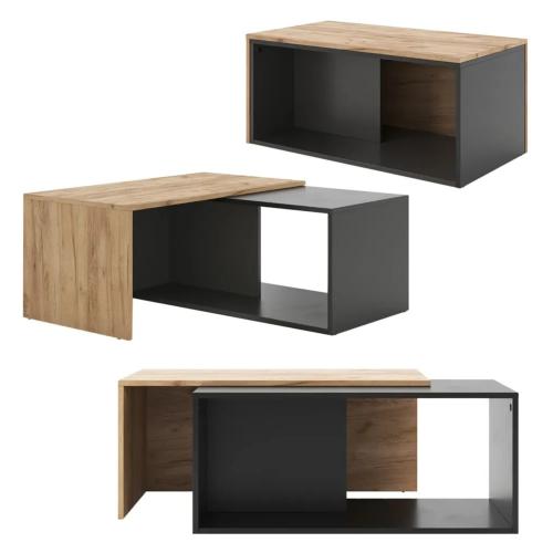 TABLE basse anthracite/beige, 90 cm, extensible et pivotante